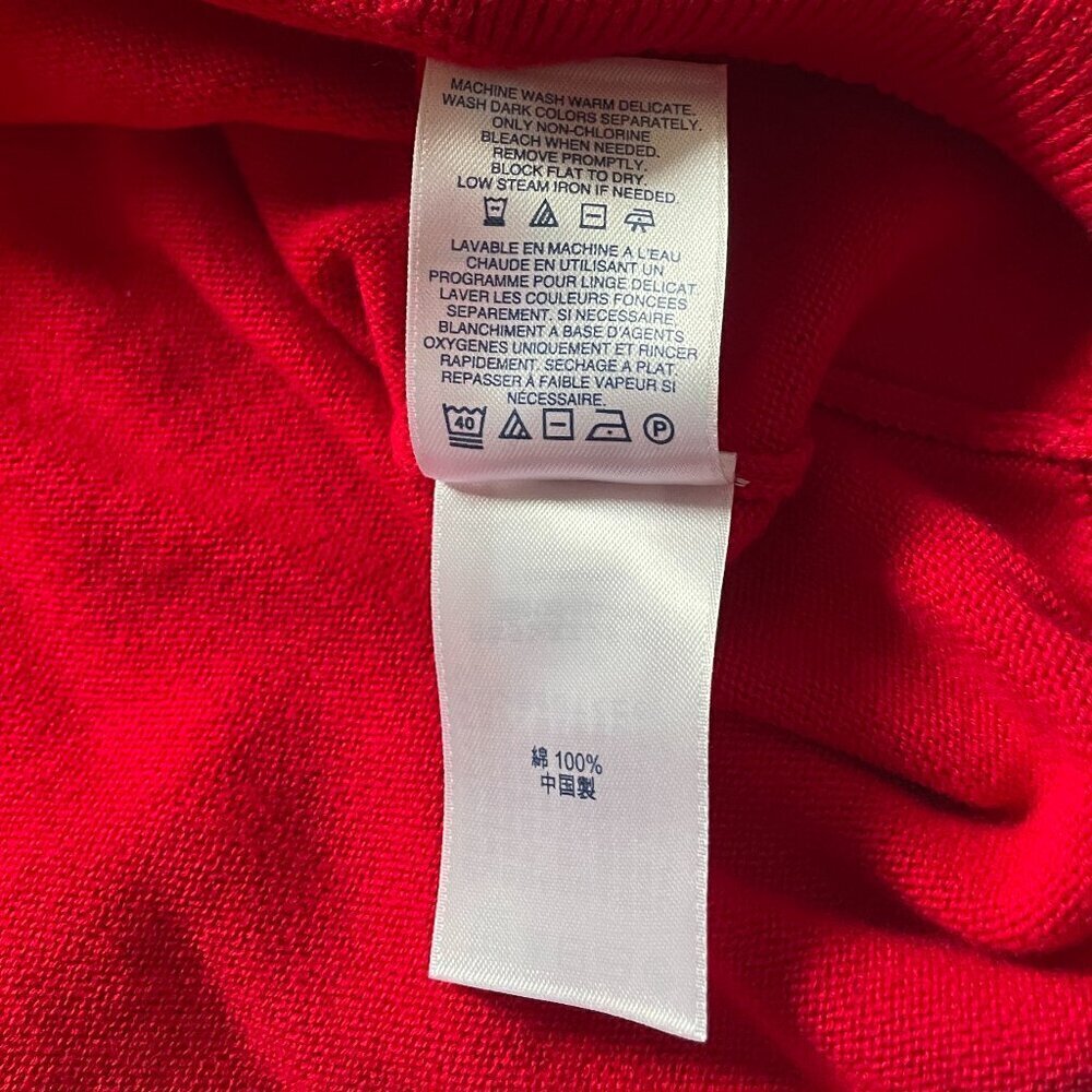 Lands’ End Men’s Supima Cotton V‑Neck Sweater Red Size L (42‑44) - Picture 6 of 8